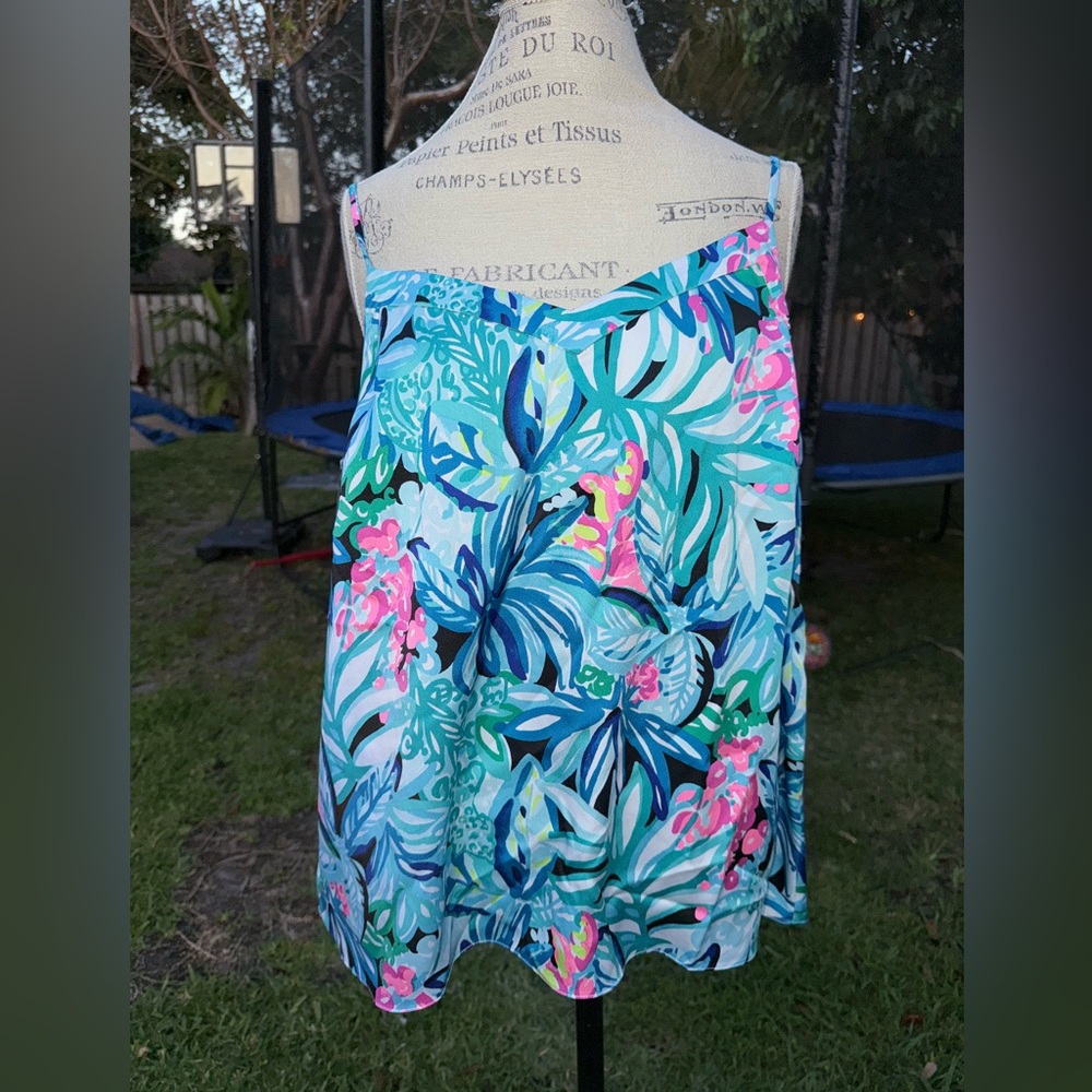 Lilly Pulitzer Turquoise Blue Tropical Floral Camisole